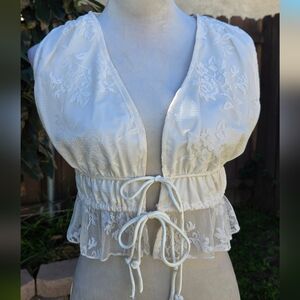 Cider Cream Lace Bow Detail Top Size Xsmall